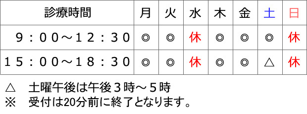 よしはし耳鼻咽喉科医院 診療日